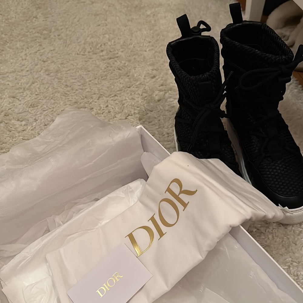 Dior Black Mesh and Leather Winter Boots - Picture 8 of 9